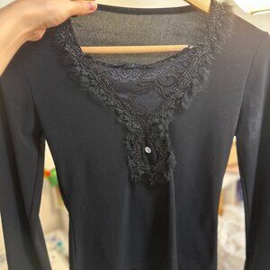 Black real fur women's top